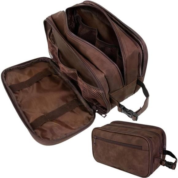 Toiletry Bag for Men,Travel Toiletries BagWater-resistant Dopp Kit,PU Leather